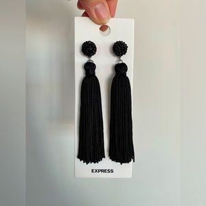 Black fringe earrings